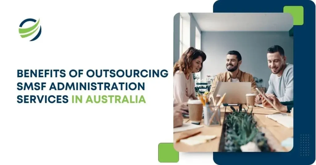 Business team collaborating in office – exploring benefits of outsourcing SMSF administration services in Australia.