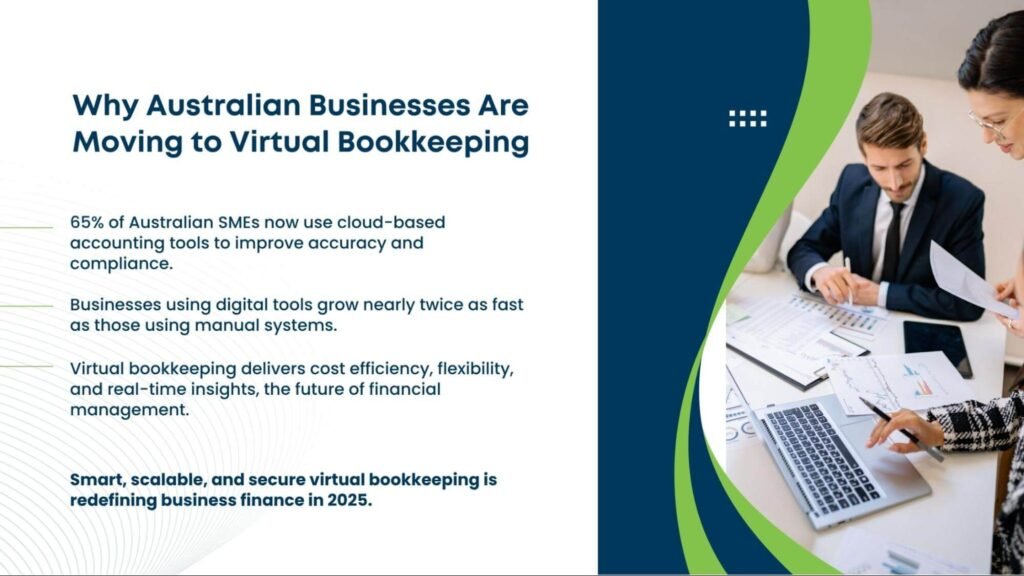 Australian businesses adopting virtual bookkeeping for cost efficiency, flexibility, and real-time financial insights.